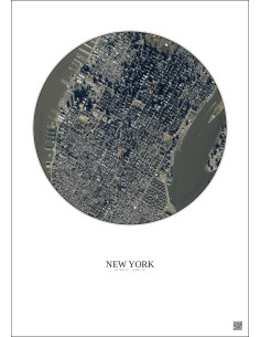 Affiche New York – Poster vue satellite 2.5km Couleur | Gravura – Fond clair
