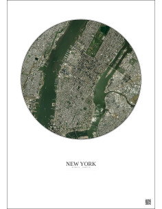 Affiche New York – Poster vue satellite 5km Couleur | Gravura – Fond clair