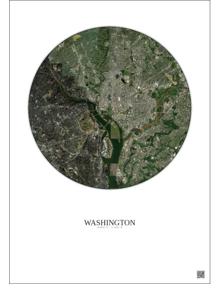 Washington Satellite View Poster 10km Color | Gravura – Light background