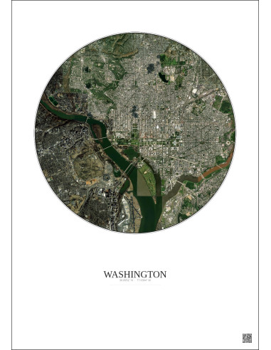 Affiche Washington – Poster vue satellite 6km Couleur | Gravura – Fond clair