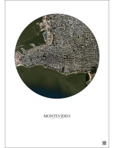 Affiche Montevideo – Poster vue satellite 2.5km Couleur | Gravura – Fond clair