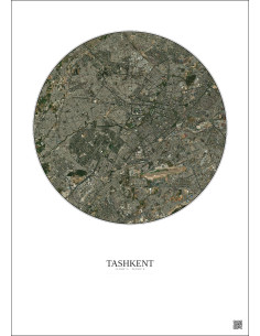 Affiche Tashkent – Poster vue satellite 10km Couleur | Gravura – Fond clair