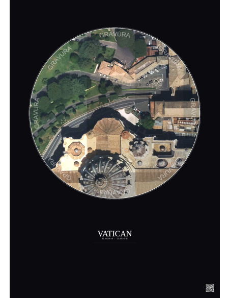 Vatican Satellite View Poster 0.1km Color | Gravura – Dark background