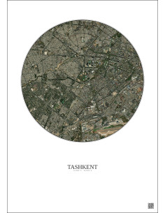 Affiche Tashkent – Poster vue satellite 6km Couleur | Gravura – Fond clair