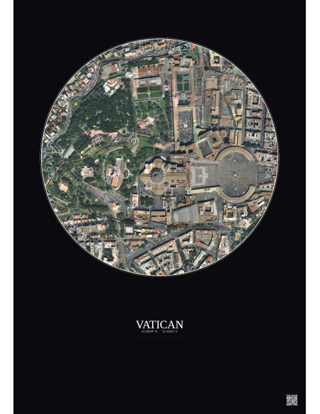 Affiche Vatican – Poster vue satellite 0.5km Couleur | Gravura – Fond foncé