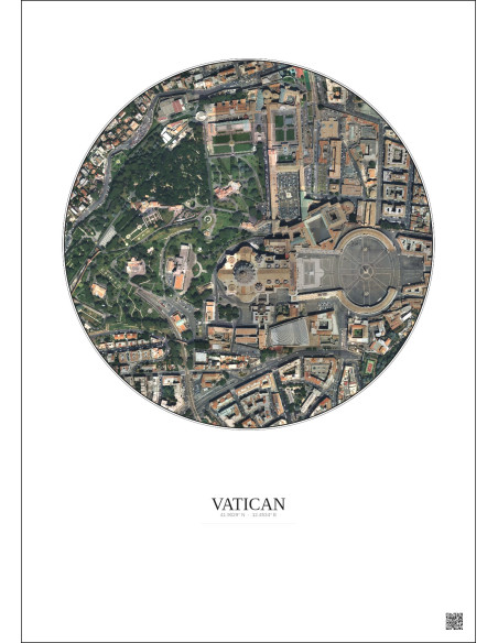 Vatican Satellite View Poster 0.5km Color | Gravura – Light background