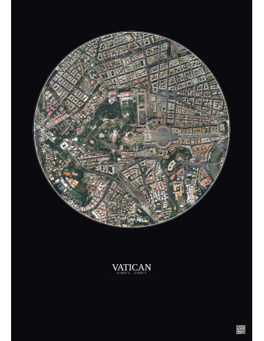 Vatican Satellite View Poster 1km Color | Gravura – Dark background