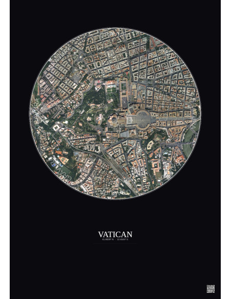 Vatican Satellite View Poster 1km Color | Gravura – Dark background