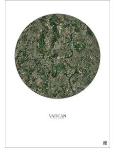 Affiche Vatican – Poster vue satellite 5km Couleur | Gravura – Fond clair