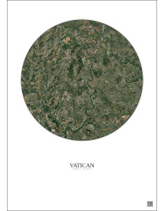 Affiche Vatican – Poster vue satellite 10km Couleur | Gravura – Fond clair