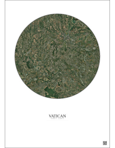 Vatican Satellite View Poster 20km Color | Gravura – Light background