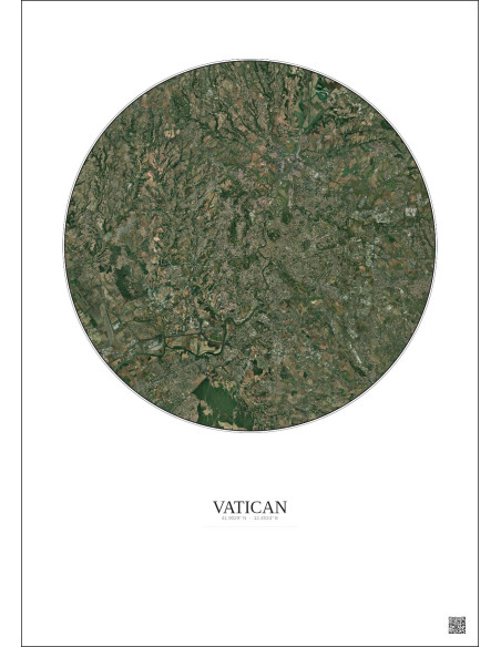Vatican Satellite View Poster 20km Color | Gravura – Light background