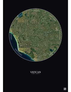 Affiche Vatican – Poster vue satellite 30km Couleur | Gravura – Fond foncé