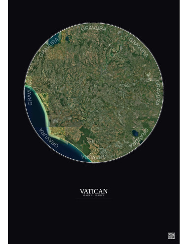 Vatican Satellite View Poster 30km Color | Gravura – Dark background
