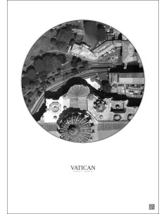 Affiche Vatican – Poster vue satellite 0.1km N&B | Gravura – Fond clair