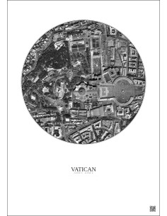 Affiche Vatican – Poster vue satellite 0.5km N&B | Gravura – Fond clair
