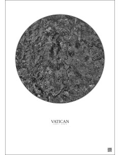 Affiche Vatican – Poster vue satellite 10km N&B | Gravura – Fond clair