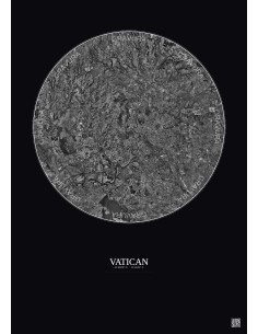 Affiche Vatican – Poster vue satellite 20km N&B | Gravura – Fond foncé
