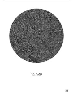 Affiche Vatican – Poster vue satellite 20km N&B | Gravura – Fond clair