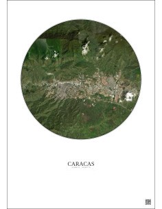 Affiche Caracas – Poster vue satellite 10km Couleur | Gravura – Fond clair