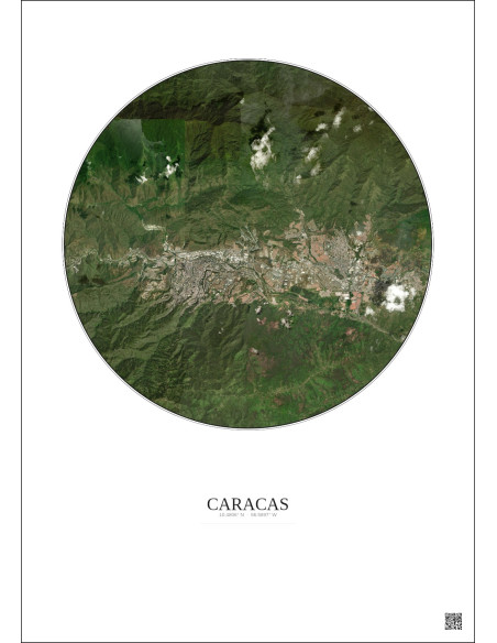 Affiche Caracas – Poster vue satellite 10km Couleur | Gravura – Fond clair