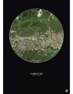 Affiche Caracas – Poster vue satellite 6km Couleur | Gravura – Fond foncé