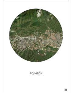 Affiche Caracas – Poster vue satellite 6km Couleur | Gravura – Fond clair
