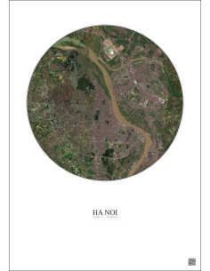 Affiche Ha Noi – Poster vue satellite 10km Couleur | Gravura – Fond clair