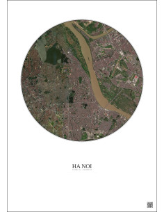 Affiche Ha Noi – Poster vue satellite 6km Couleur | Gravura – Fond clair