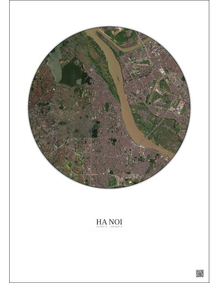 Ha Noi Satellite View Poster 6km Color | Gravura – Light background