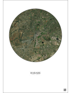 Affiche Harare – Poster vue satellite 10km Couleur | Gravura – Fond clair