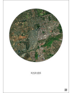 Affiche Harare – Poster vue satellite 2.5km Couleur | Gravura – Fond clair