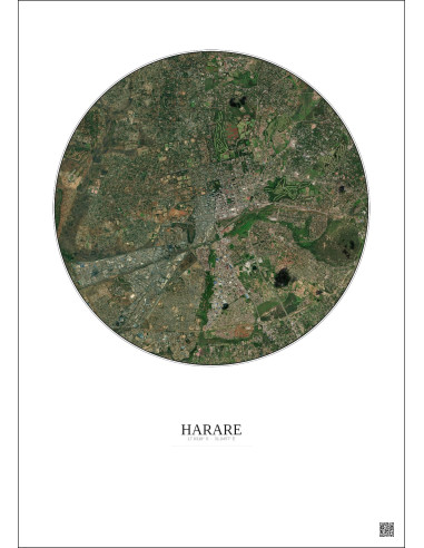 Affiche Harare – Poster vue satellite 6km Couleur | Gravura – Fond clair