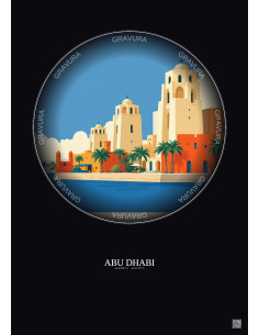 Affiche Abu Dhabi – Poster illustration vintage – Abu Dhabi | Gravura – Fond foncé