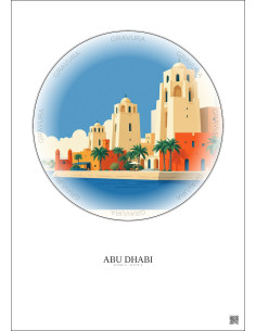 Affiche Abu Dhabi – Poster illustration vintage – Abu Dhabi | Gravura – Fond clair