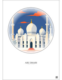 Affiche Abu Dhabi – Poster illustration vintage – Sheikh Zayed Mosque | Gravura – Fond clair
