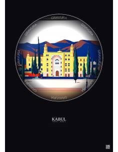 Affiche Kabul – Poster illustration vintage – National Museum Of Afghanistan | Gravura – Fond foncé