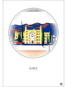 Affiche Kabul – Poster illustration vintage – National Museum Of Afghanistan | Gravura – Fond clair