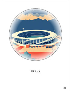 Affiche Tirana – Poster illustration vintage – Air Albania Stadium | Gravura – Fond clair