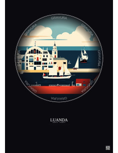 Affiche Luanda – Poster illustration vintage – Luanda | Gravura – Fond foncé