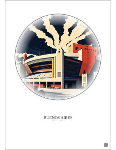 Affiche Buenos Aires – Poster illustration vintage – Mas Monumental Stadium | Gravura – Fond clair