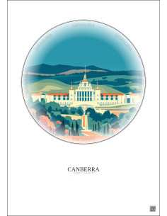 Affiche Canberra – Poster illustration vintage – Canberra | Gravura – Fond clair