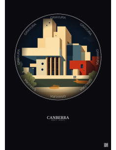 Affiche Canberra – Poster illustration vintage – National Gallery Of Australia | Gravura – Fond foncé