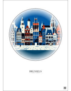 Affiche Brussels – Poster illustration vintage – Brussels | Gravura – Fond clair
