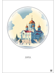 Affiche Sofia – Poster illustration vintage – Alexander Nevsky Cathedral | Gravura – Fond clair