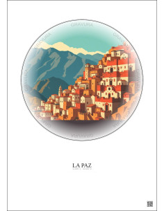 Affiche La Paz – Poster illustration vintage – La Paz | Gravura – Fond clair