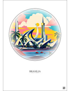 Affiche Brasilia – Poster illustration vintage – Brasilia | Gravura – Fond clair