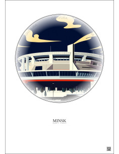 Affiche Minsk – Poster illustration vintage – Minsk Arena | Gravura – Fond clair
