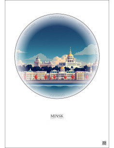 Affiche Minsk – Poster illustration vintage – Minsk | Gravura – Fond clair