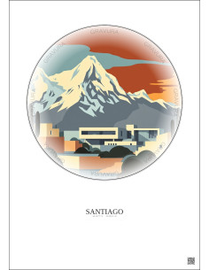 Affiche Santiago – Poster illustration vintage – Chilean Museum Of Pre Columbian Art | Gravura – Fond clair